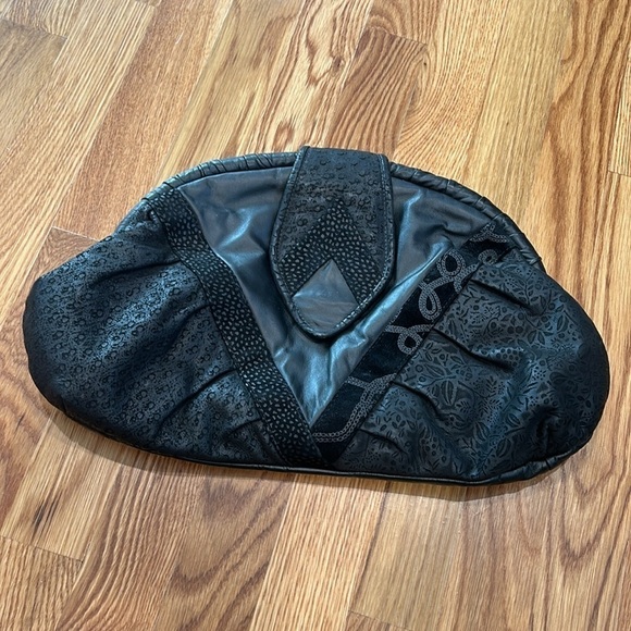 Vintage Fifth Avenue handbags black leather half circle embossed patchwork purse - Picture 8 of 8